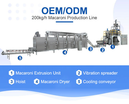 1800*200*250mm SIMENS 모터 마카로니 파스타 제조 기계 스파게티와 마카로니 공장