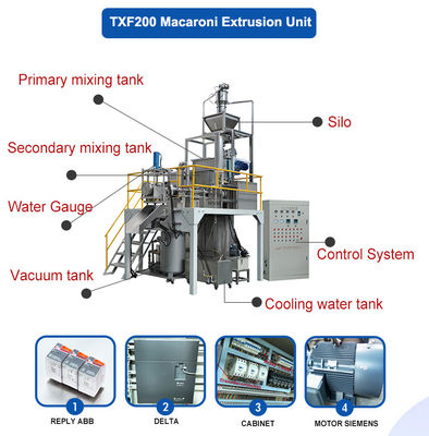 80~300kg/h 용량 안전성 및 소음 적 이탈리아 파스타 마카로니 제조 기계